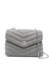 Twinset Quilted Studded Crossbody Bag In Gray
