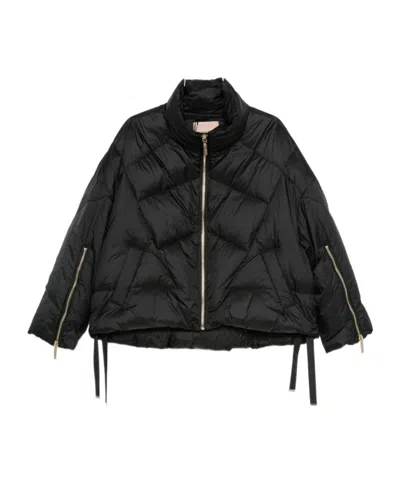 Twinset Quilted Zip-sleeve Puffer Jacket In Black