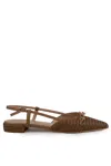 Twinset Raffia Sandal With Jeweled Clamp In Beige