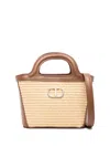 Twinset Raffia Shoulder Bag In Neutrals