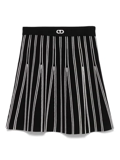 Twinset Kids' Raised Seam-detail Skirt In Black