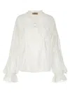 Twinset Ramie Blouse With Lace In White