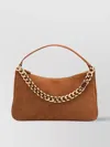 Twinset Rectangular Suede Chain Strap Single Handle In Brown
