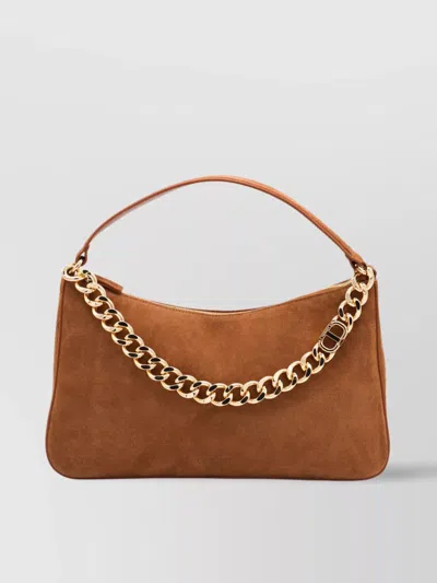 Twinset Rectangular Suede Chain Strap Single Handle In Brown