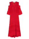 Twinset Red Midi Dress With Lace In Red