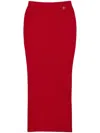 Twinset Ribbed-knit Midi Skirt In Red