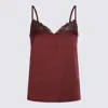 Twinset Top En Satin Avec Dentelle In Red