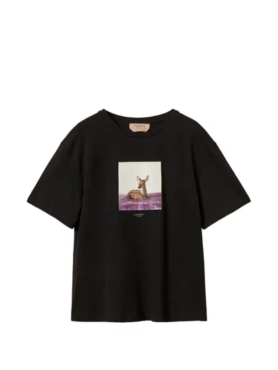 Twinset Regular Crew Neck T-shirt With Print In Black
