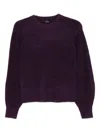 Twinset Twin-set Relaxed Fit Sweater With Puffed Sleeves And Cropped Hem In Purple