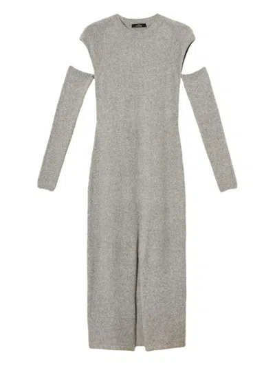 Twinset Removable-sleeve Midi Dress In Gray