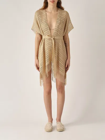 Twinset Rete Lurex Cardigan In Brown