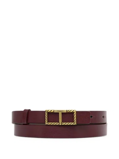 Twinset Reversible Belt With Logoed Buckle In Burgundy