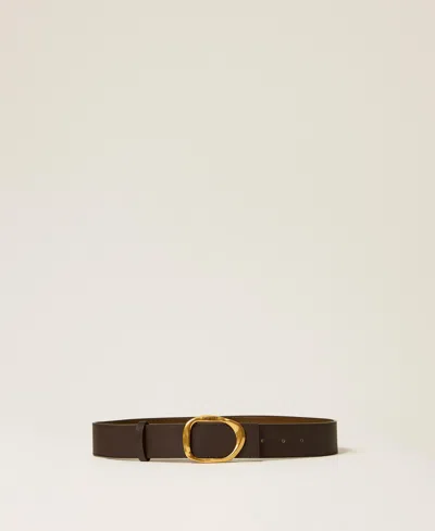Twinset Ceinture Réversible En Cuir In Brown