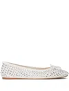 Twinset Rhinestone-embellished Ballet Flats In White
