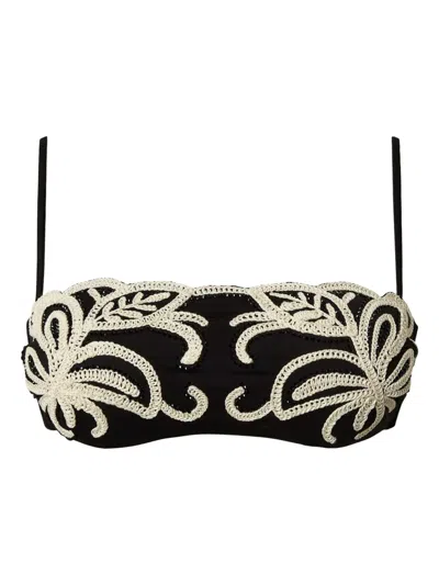 Twinset Rhinestone-embellished Bikini Top In Black