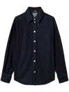 Twinset Rhinestone-embellished Denim Shirt In Blue