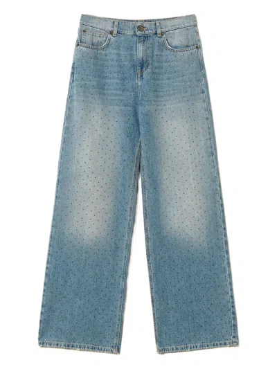Twinset Rhinestone-embellished Jeans In Blue