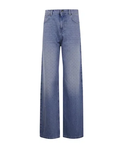 Twinset Rhinestone-embellished Jeans In Blue