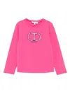 Twinset Rhinestone-embellished Long-sleeve T-shirt In Pink