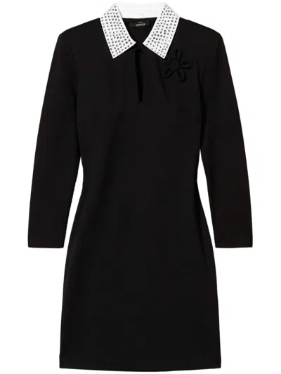 Twinset Rhinestone-embellished Mini Dress In Black