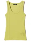 Twinset Rhinestone-embellished Ribbed Tank Top In Yellow