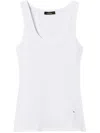 Twinset Rhinestone-embellished Ribbed Top In White