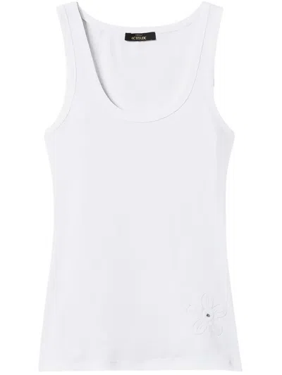 Twinset Rhinestone-embellished Ribbed Top In White