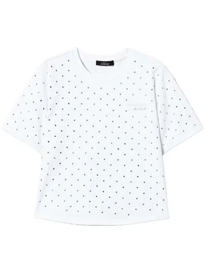 Twinset Rhinestoned T-shirt In White