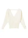 Twinset Rib-knit Cross-front Sweater In Multi