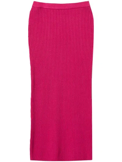 Twinset Rib Knit Midi Skirt In Pink
