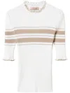 Twinset Rib-knit Striped Top In White