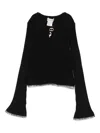 Twinset Ribbed Bell-sleeve Top In Black