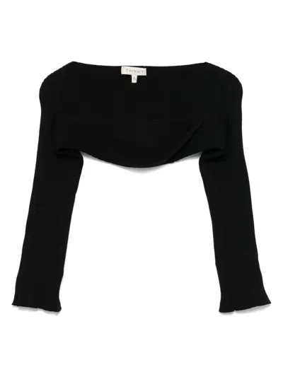 Twinset Kids' Ribbed Bolero In Black