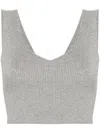 Twinset Ribbed Crop Top In Grey