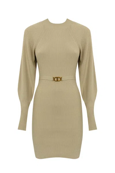 TWINSET RIBBED DRESS WITH BELT