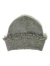 Twinset Ribbed Frayed-edge Beanie In Gray