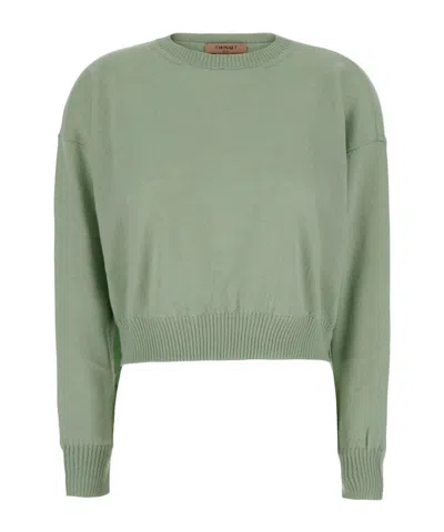 Twinset Ribbed Hem Knitted Sweater In Green