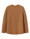 Twinset Ribbed Jewel-embellished Cape In Brown