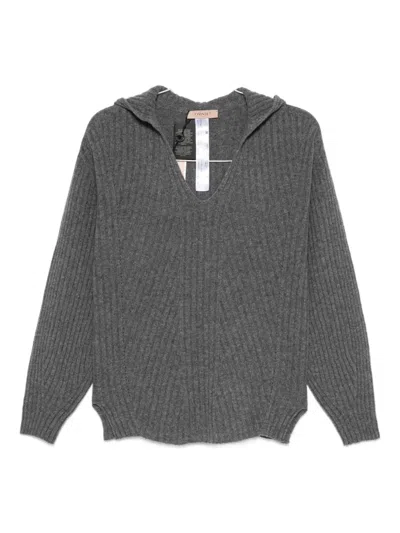 Twinset Twin-set Relaxed-fit Top With Deep V-neckline In Gray