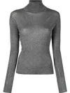 Twinset Ribbed-knit Glitter Jumper In Grey
