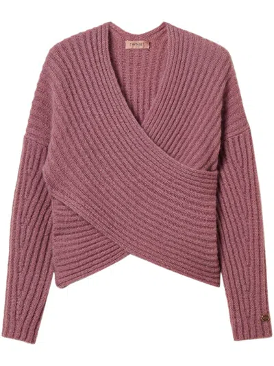 Twinset Ribbed-knit Jumper In Pink