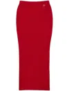 Twinset Ribbed-knit Midi Skirt In Red