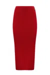 Twinset Ribbed-knit Midi Skirt In Rosso Veneziano