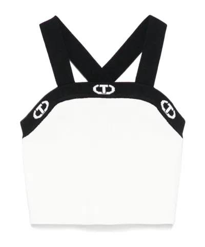 Twinset Kids' Ribbed-knit Top In White