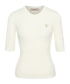 Twinset Ribbed Knitted Sweater In White