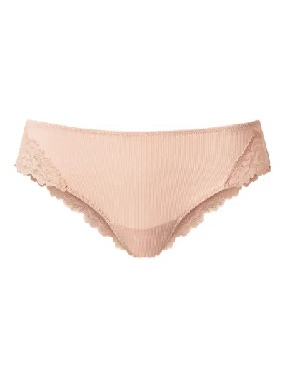 Twinset Ribbed Lace Brief In Pink