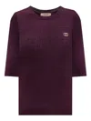 Twinset Ribbed Logo-plaque Jumper In Purple