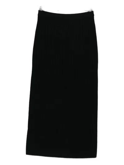 Twinset Ribbed Midi Skirt In Black