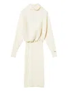 Twinset Ribbed Mock-neck Midi Dress In White