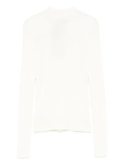 Twinset Ribbed Mock-neck Top In White